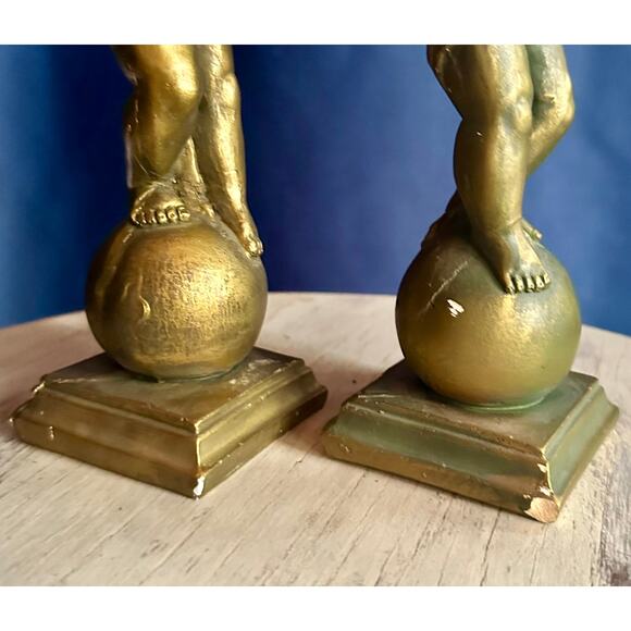 Golden Cherub Vintage Candle Holders , Set of Angel Candleholders - Picture 5 of 10
